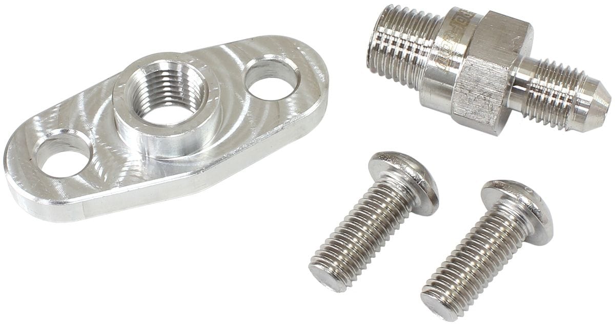 Aeroflow Performance 1/4" NPT Port With -4AN Adapter Aeroflow Turbo Oil Feed Plate AF8059-0011 SR