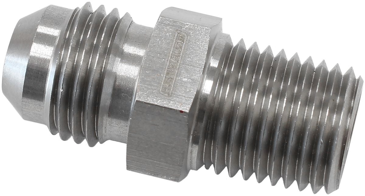 Aeroflow Performance 1/4" NPT x -6AN Aeroflow Turbo Oil Feed Fitting - Stainless Steel AF380-04-06 SR