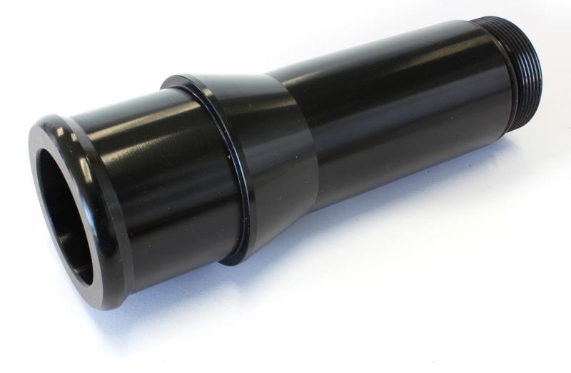 Aeroflow Performance 1.5" O.D., 4.5" Length, 1-1/4"-20 thread, fits most electric water pu Aeroflow Radiator Hose Adapters - Black AF64-2081BLK SR