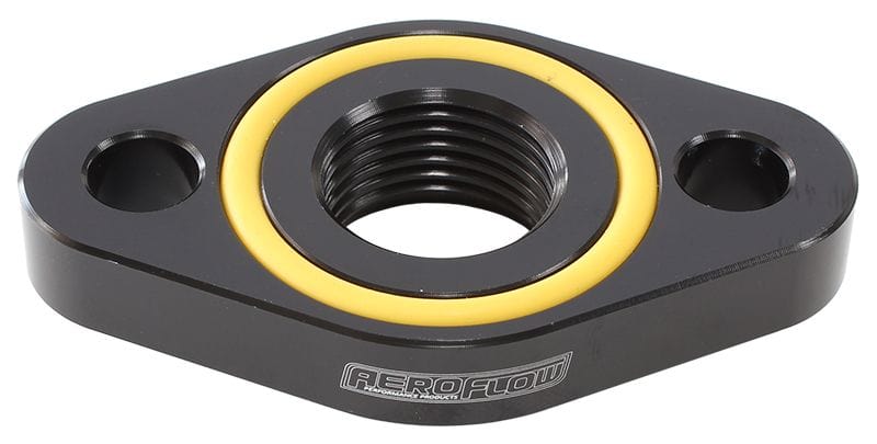 Aeroflow Performance -10AN ORB outlet, 52.4mm bolt centre, Black Finish Aeroflow Turbo Drain Adapter AF463-03 SR