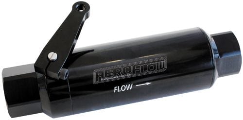 Aeroflow Performance -12 ORB Ports. 5.5" x 2" Aeroflow 60 Micron Pro Filter with Ball Valve - Black AF66-2051BLK SR