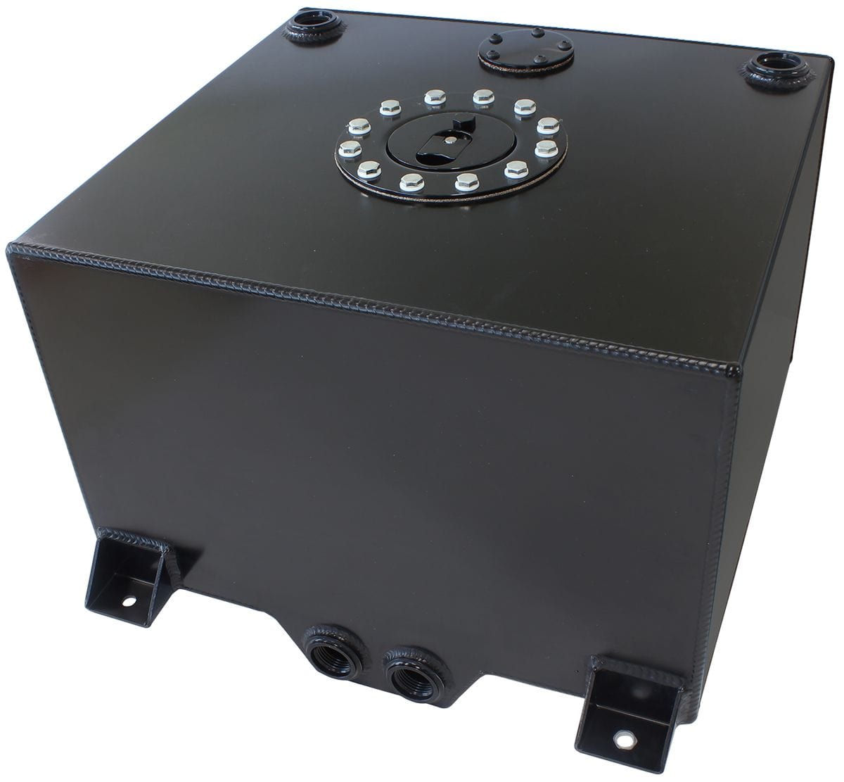 Aeroflow Performance 14-15/16" L x 16-1/8" W x 10-1/4" H (38cm x 41cm x 26cm) Aeroflow Aluminium 10 Gallon (38L) Fuel Cell with Cavity/Sump (Black) AF85-2100ABLK SR