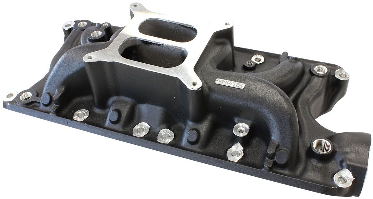 Aeroflow Performance 1500 - 6500 RPM, Square Bore Carburettor Pad, Non-EGR Aeroflow SB Ford 289-302 Windsor Street Dual Plane Intake Manifold, Black Finish AF6210-2 SR