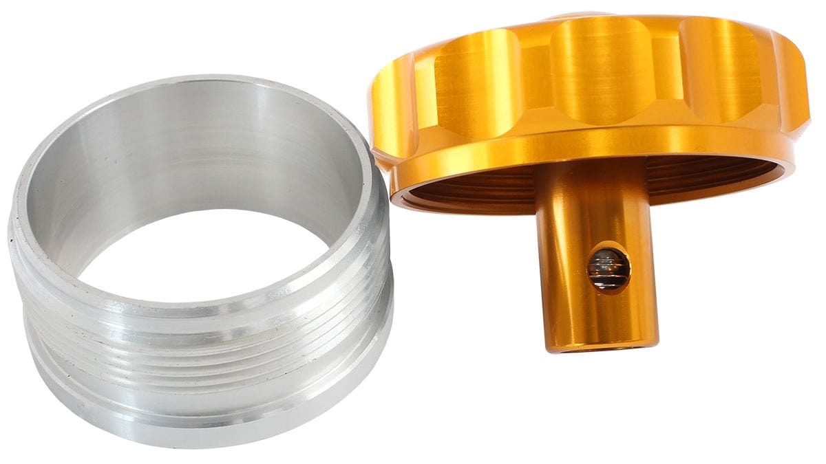 Aeroflow Performance 2" I.D Weld-On With Rollover Valve Cap Aeroflow Billet Aluminium Weld-On Filler Neck & Cap - Gold AF460-32-RV-G SR