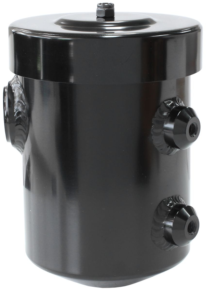 Aeroflow Performance 2 x -12 and 1 x -6 ORB Ports. 4.5" (115mm) Width x 6.5" (165mm) Height Aeroflow Dry Sump / Breather Tank - Black AF77-1019BLK SR