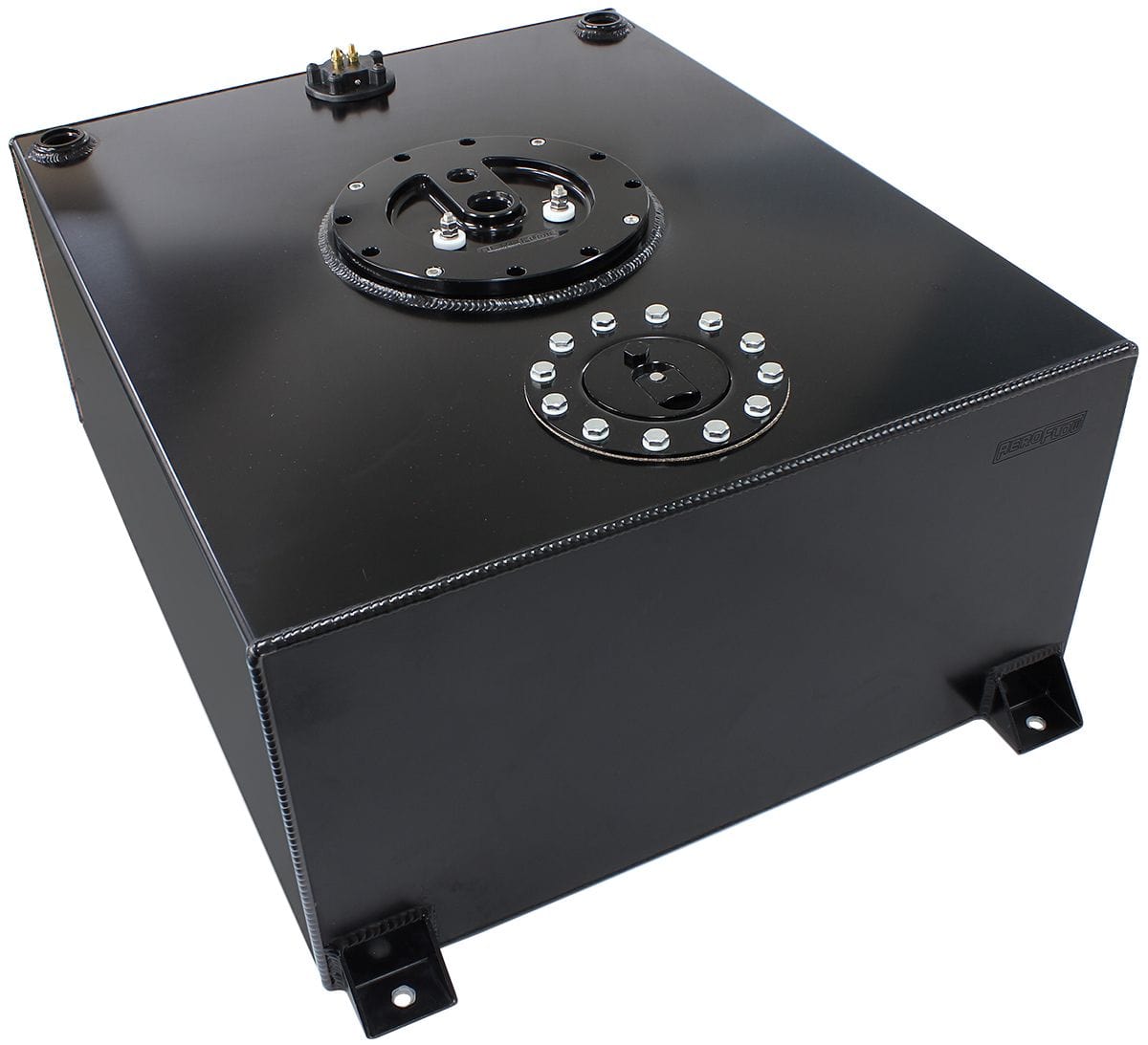 Aeroflow Performance 24-3/8" L x 20-1/16" W x 10-1/4" H (620mm L x 510mm W x 260mm H) Aeroflow Aluminium 76 Litre (20 Gal) Fuel Cell Flat Bottom Triple 40mm Pump Hanger & Fuel SR
