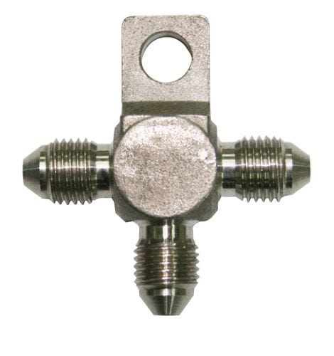 Aeroflow Performance -3AN Male all Sides Aeroflow Stainless Steel Tee Block with Mount Tab -3AN AF326-03 SR