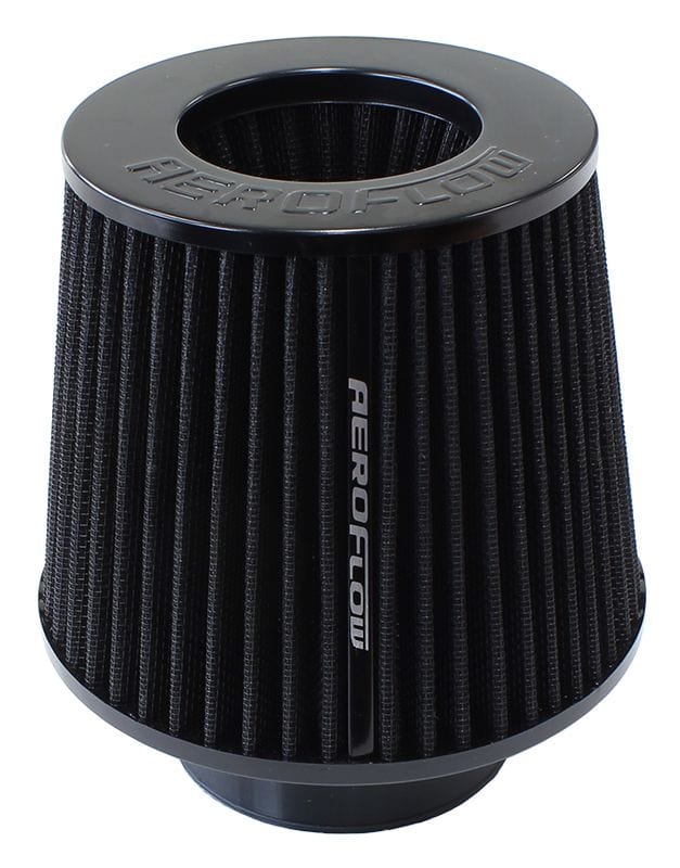 Aeroflow Performance 5" (127mm) High x 6" (153mm) Base O.D x 5-1/4" (133mm) Top O.D Aeroflow Universal 3" (76mm) Clamp-On Steel Top Inverted Tapered Pod Filter with Black En SR