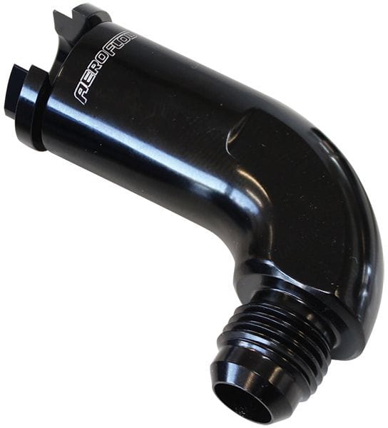 Aeroflow Performance 5/16" return side to -6AN, Black Aeroflow 90° Push-On EFI Fuel Fitting AF803-01BLK SR
