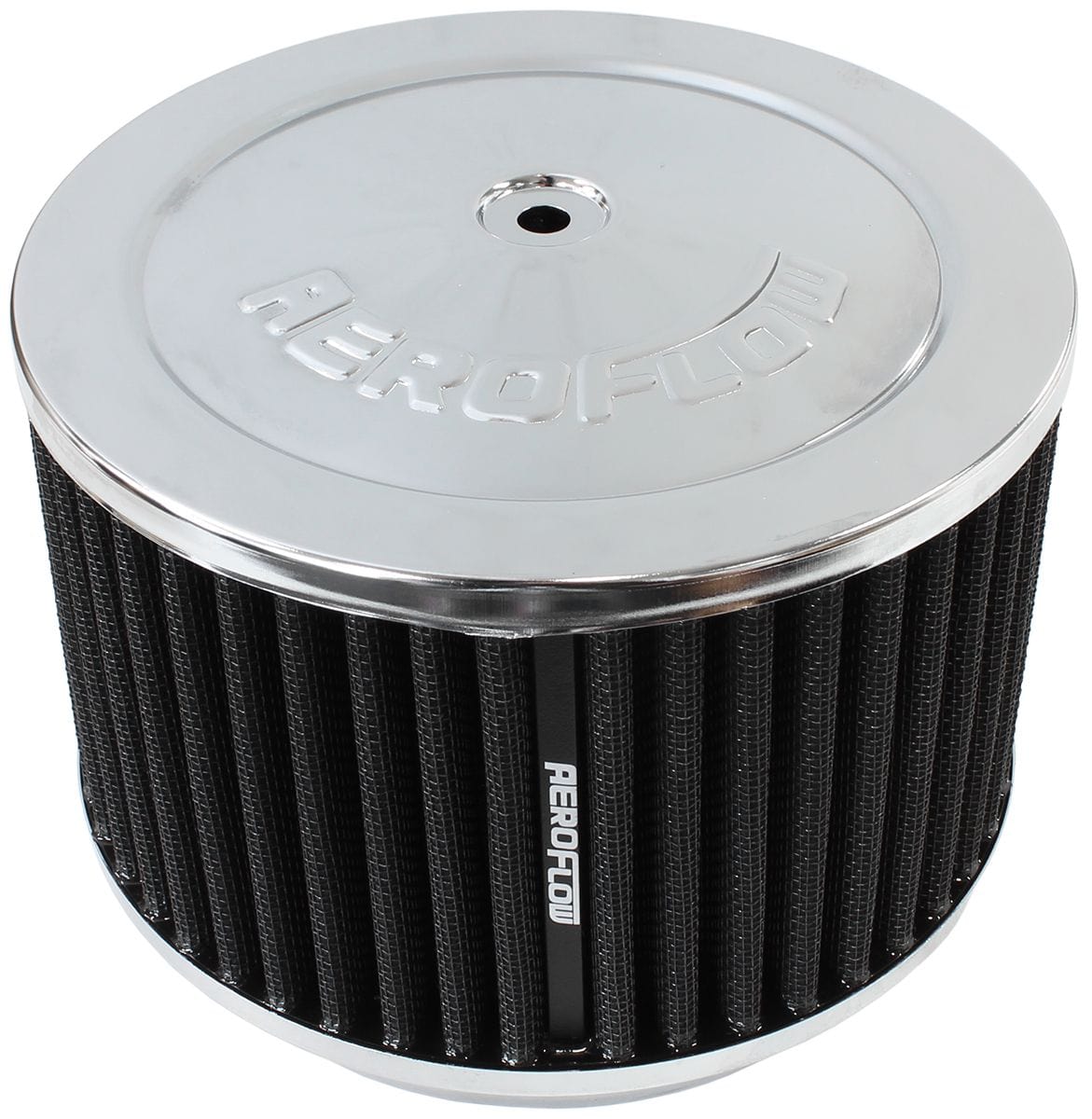 Aeroflow Performance 6-3/8" x 4", 5-1/8" neck, black washable cotton element Aeroflow Chrome Air Filter Assembly AF2851-3981 SR