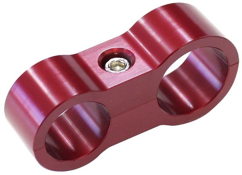 Aeroflow Performance 7/16" (11.1mm) I.D. & 9/16" (14.2mm) I.D., Suit -6AN & -8AN PTFE hose Aeroflow Stepped Billet Aluminium Dual Hose Separators AF156-07-09R SR