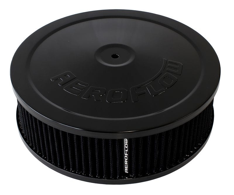 Aeroflow Performance 9" x 2-3/4", 5-1/8" neck, black washable cotton element Aeroflow Black Air Filter Assembly AF2251-1120 SR