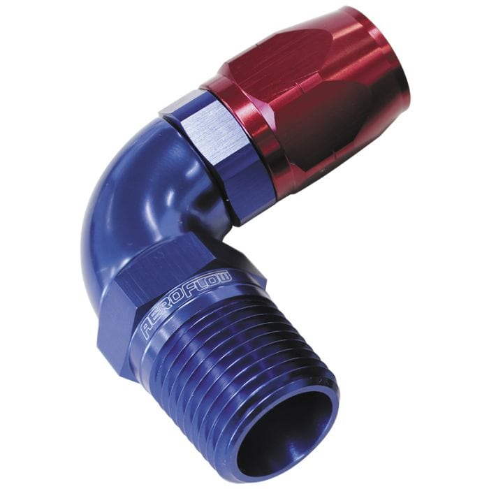 Aeroflow Performance Aeroflow 90° Male NPT Full Flow Swivel Hose End. AF528 Suits 100 & 450 Series Hose SR