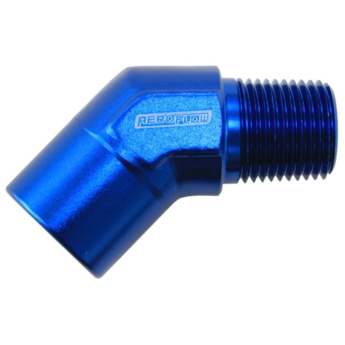 Aeroflow Performance Aeroflow Fittings 1 1/4" NPT / Red/Blue 45° NPT Female to Male NPT Fitting AF915 SR
