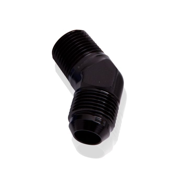 Aeroflow Performance Aeroflow Fittings 3/4NPT / 16AN / Black 45° NPT to Male Flare Adapter AF823 SR