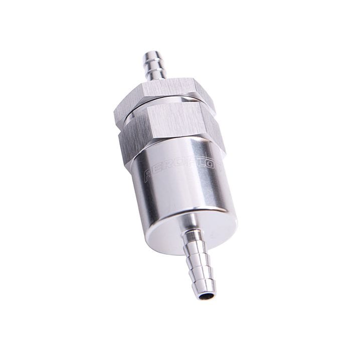 Aeroflow Performance Aeroflow Fittings 30 Micron Billet Fuel Filter AN / Barb Ends 2" Length SR