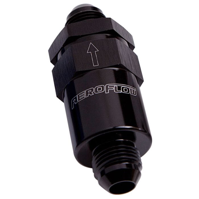 Aeroflow Performance Aeroflow Fittings 30 Micron Billet Fuel Filter AN / Barb Ends 2" Length SR