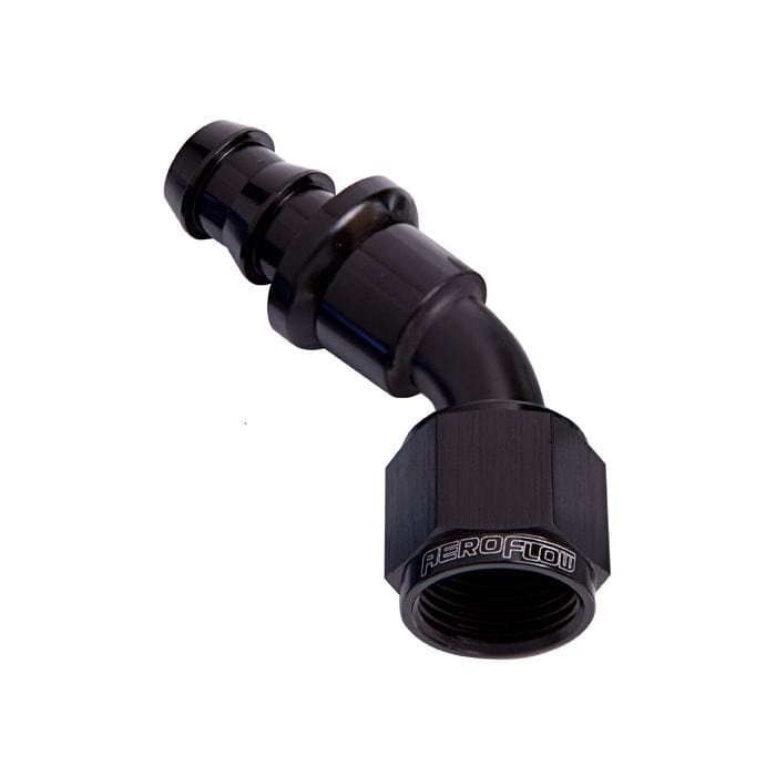 Aeroflow Performance Aeroflow Fittings 400 Series Push Lock 45° Hose End AF402 SR