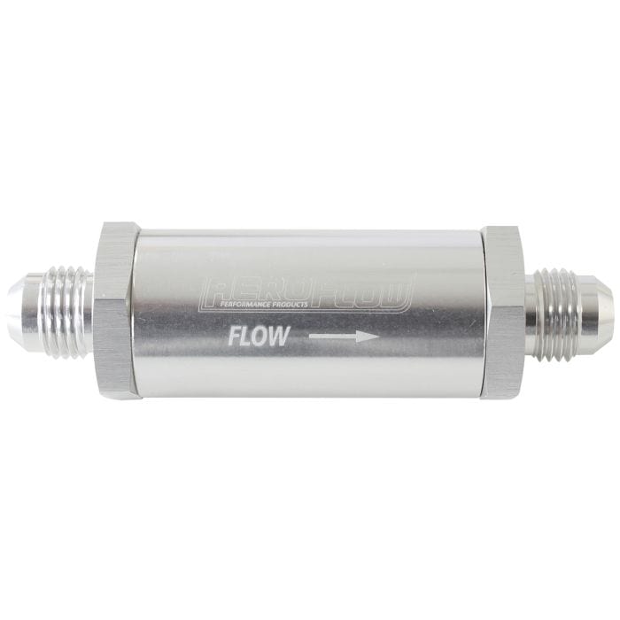 Aeroflow Performance Aeroflow Fittings Long Inline Fuel & Oil Filter
Includes 30 Micron Element, 3" Long, 1" O.D SR