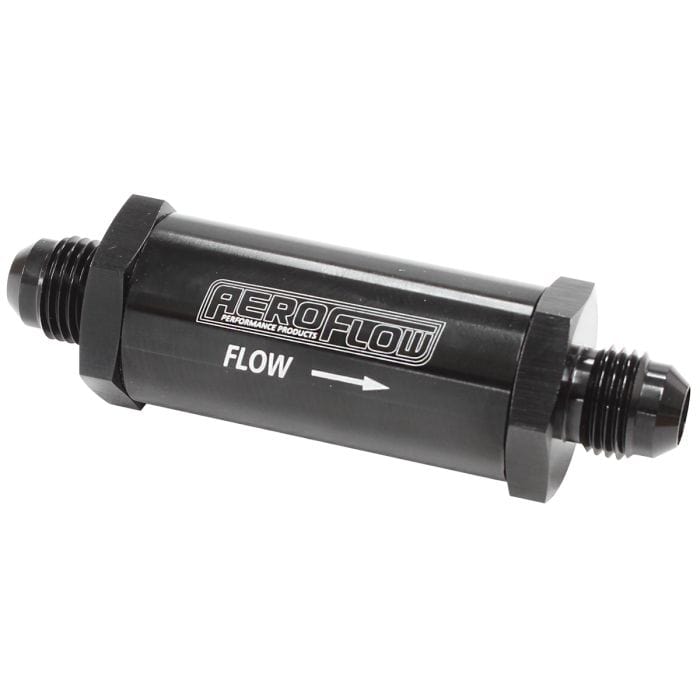 Aeroflow Performance Aeroflow Fittings Long Inline Fuel & Oil Filter
Includes 30 Micron Element, 3" Long, 1" O.D SR