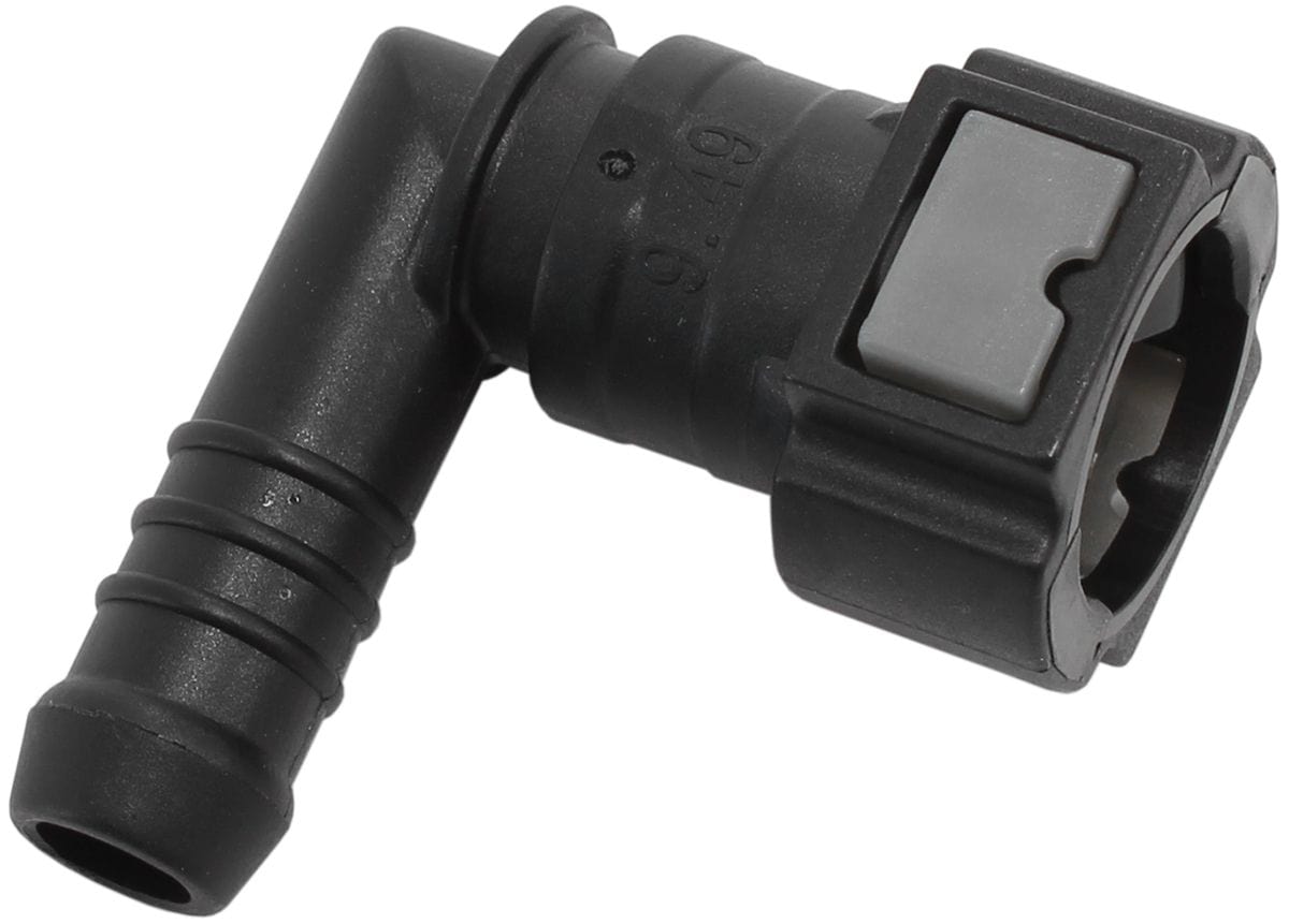 Aeroflow Performance Aeroflow Push-On 3/8" to 3/8" (9.65mm) 90° Barb EFI Fitting AF49-7012 SR