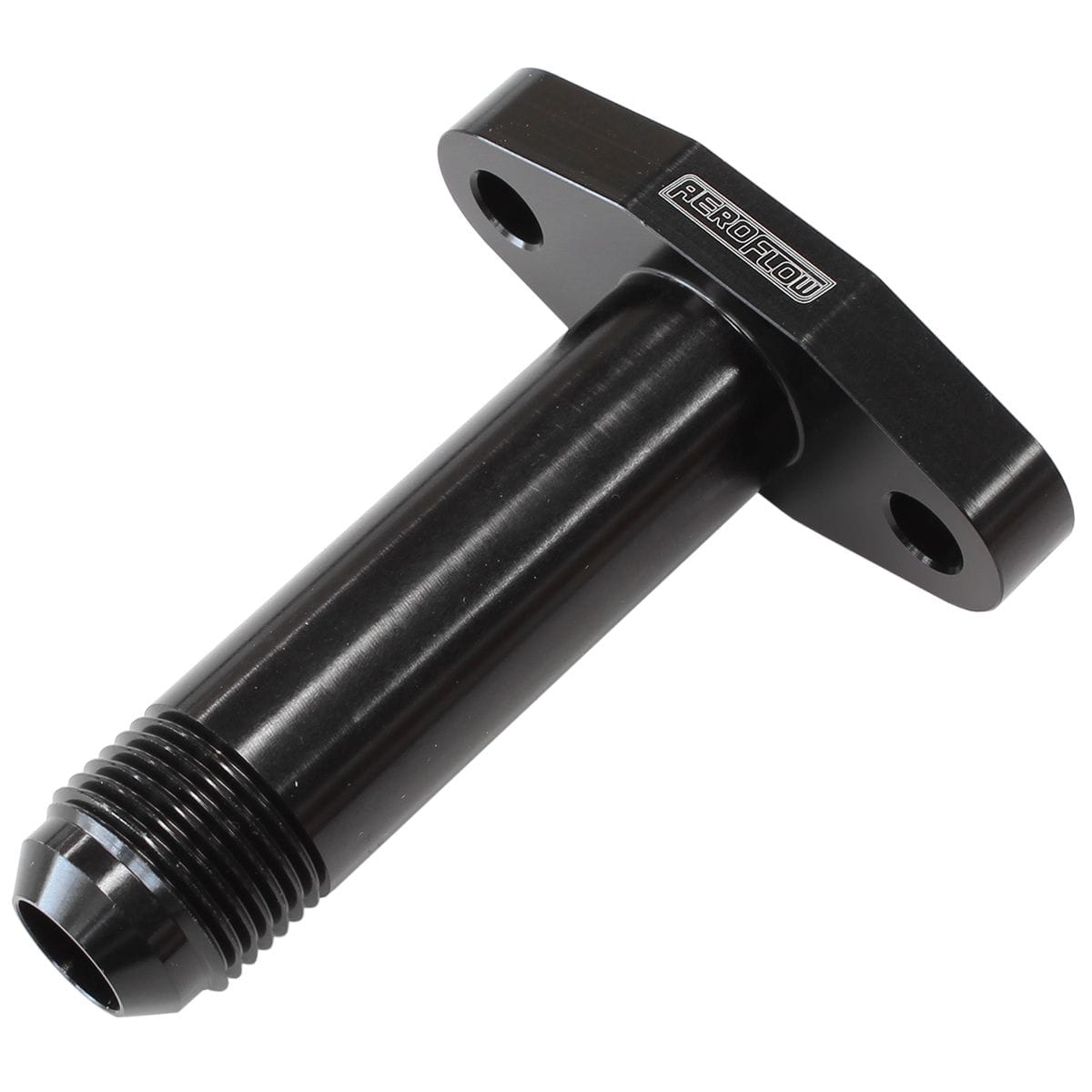 Aeroflow Performance Aeroflow Turbo Accessories AF463-06L Turbo Drain Adapter -10AN ORB outlet, 3" Long, 51mm bolt centre, Black Finish SR