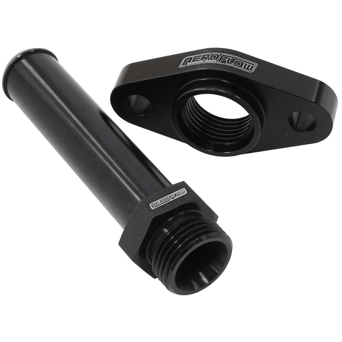 Aeroflow Performance Aeroflow Turbo Accessories AF463-17 Turbo Drain Adapter With 100mm x 19mm Barb, 51mm Hole Centre. Black Finish SR