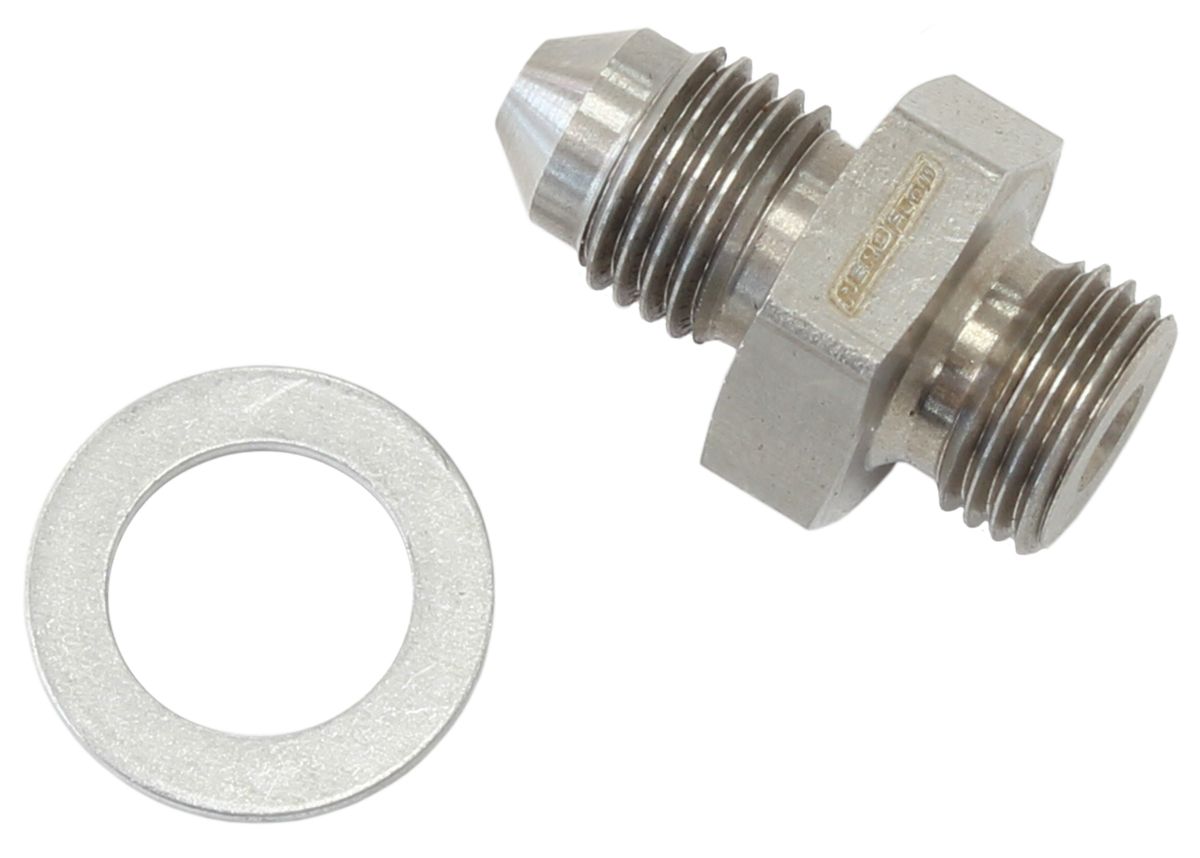 Aeroflow Performance Aeroflow Wastegate Air Port Fitting -4AN to M10 x 1.0mm AF351-04SH SR