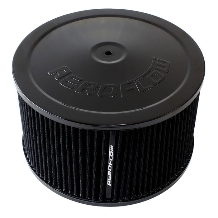Aeroflow Performance Air Filters AF2251-1366 Black Air Filter Assembly
9" x 5", 7-5/16" neck,Flat Base with black washable cotton element SR