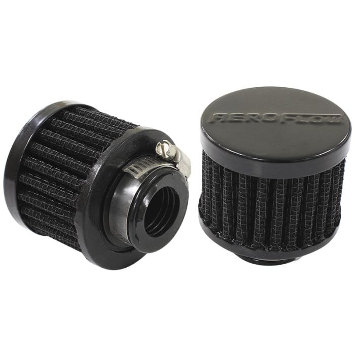 Aeroflow Performance Air Filters AF2271-1360 Black Clamp On Breather
2" (50.8mm) O.D. x 1-1/2" (38mm) High, 3/4" (19mm) Flange Inside Diameter SR