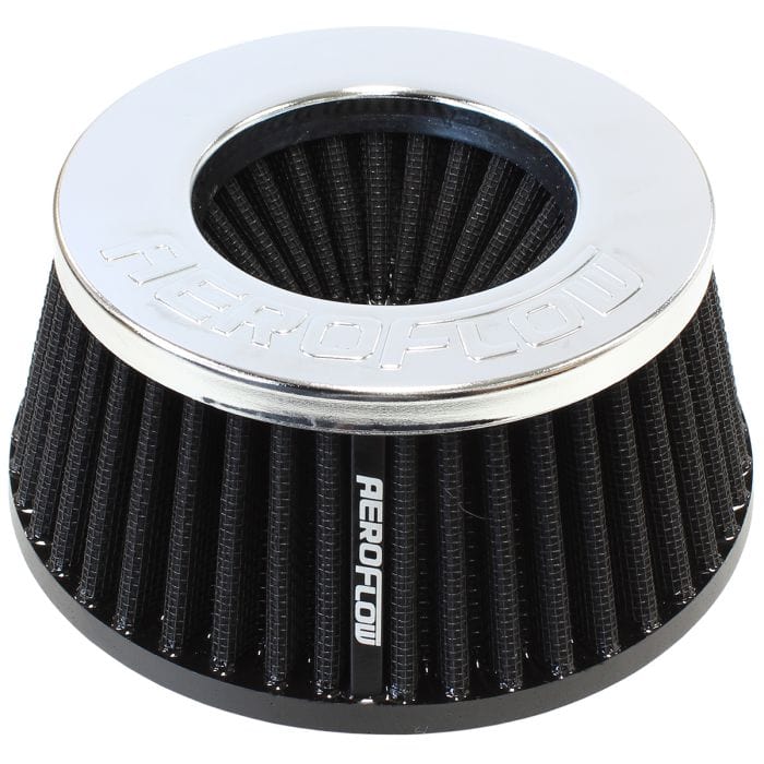Aeroflow Performance Air Filters AF2811-5288 Universal 3" (76mm) Steel Top Inverted Tapered Pod Filter with Chrome End SR