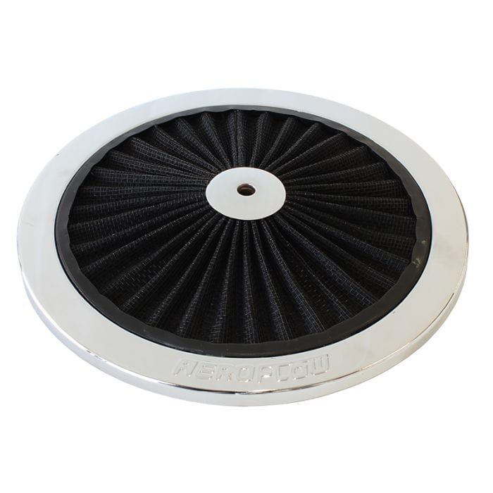 Aeroflow Performance Air Filters AF2851-0901 Chrome Full Flow Air Filter Top Plate
9" diameter, black washable cotton element SR