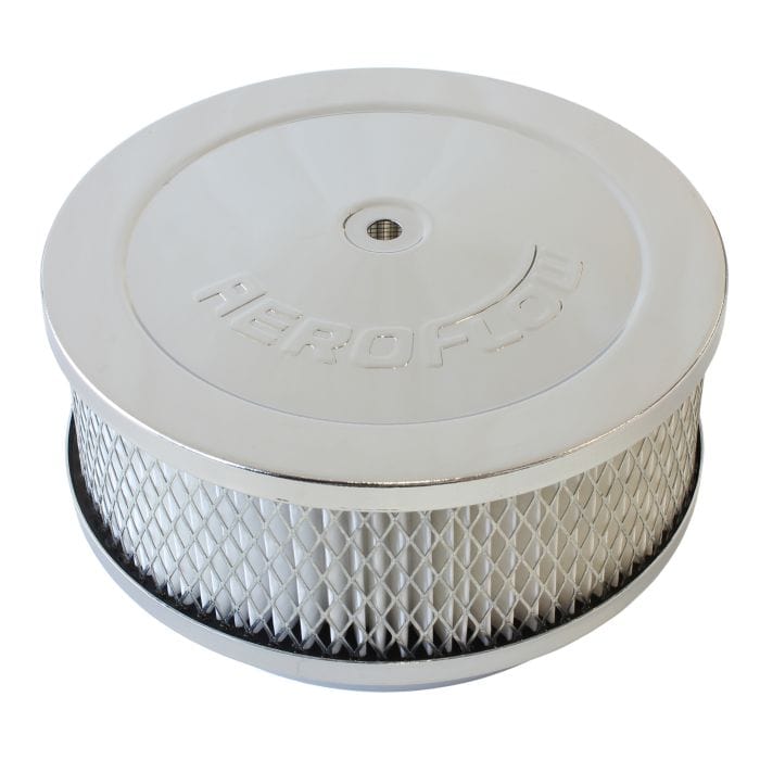 Aeroflow Performance Air Filters AF2856-1331 Chrome Air Filter Assembly
6-3/8" x 2-1/2", 5-1/8" neck, paper element SR