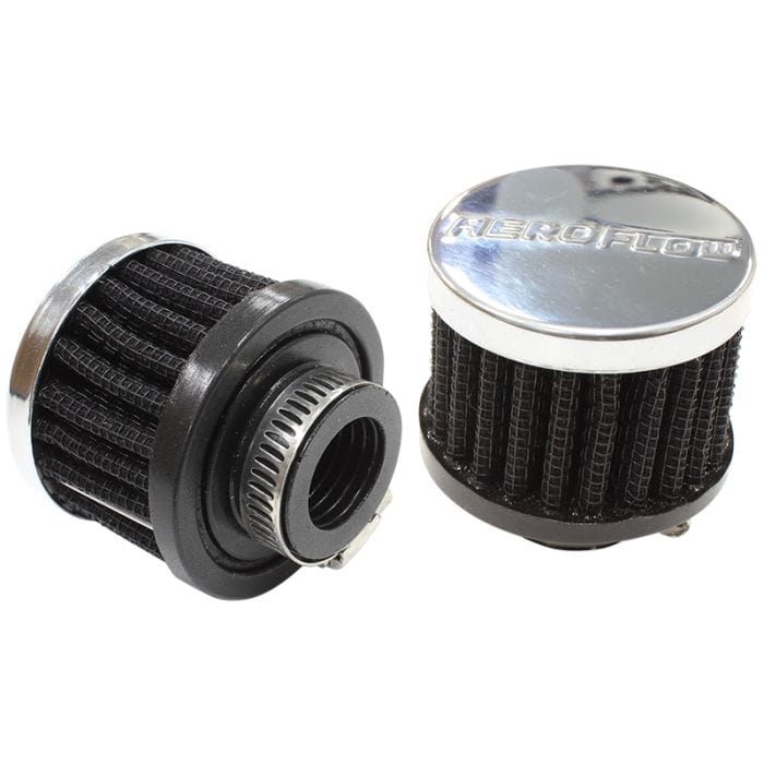 Aeroflow Performance Air Filters AF2871-1360 Chrome Clamp On Breather
2" (50.8mm) O.D. x 1-1/2" (38mm) High, 3/4" (19.05mm) Flange Inside Diameter SR
