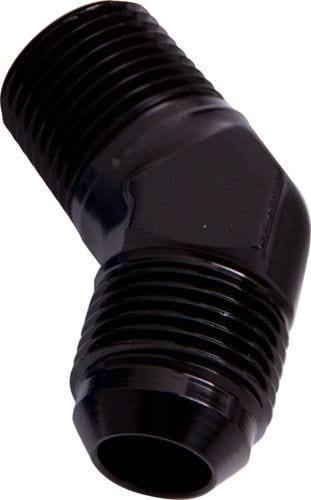Aeroflow Performance Black Finish Aeroflow 45° NPT to Male Flare Adapter 3/8" to -8AN AF823-08BLK SR