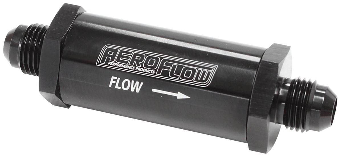 Aeroflow Performance Black Finish Aeroflow -6AN Turbo Inline Oil Filter 30 Micron AF607-06BLK SR