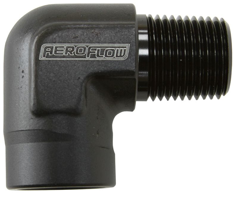 Aeroflow Performance Black Finish Aeroflow 90° NPT Female to Male NPT Fitting 1/4" AF914-04BLK SR