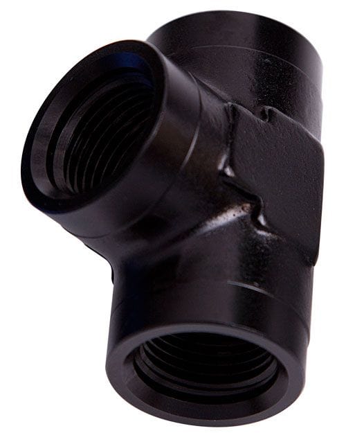 Aeroflow Performance Black Finish Aeroflow NPT Female Pipe Tee 1/2" AF917-08BLK SR