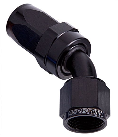 Aeroflow Performance Black Finish. Suit 100 & 450 Series Hose Aeroflow 100 Series Taper 45° Swivel Hose End -8AN AF102-08BLK SR