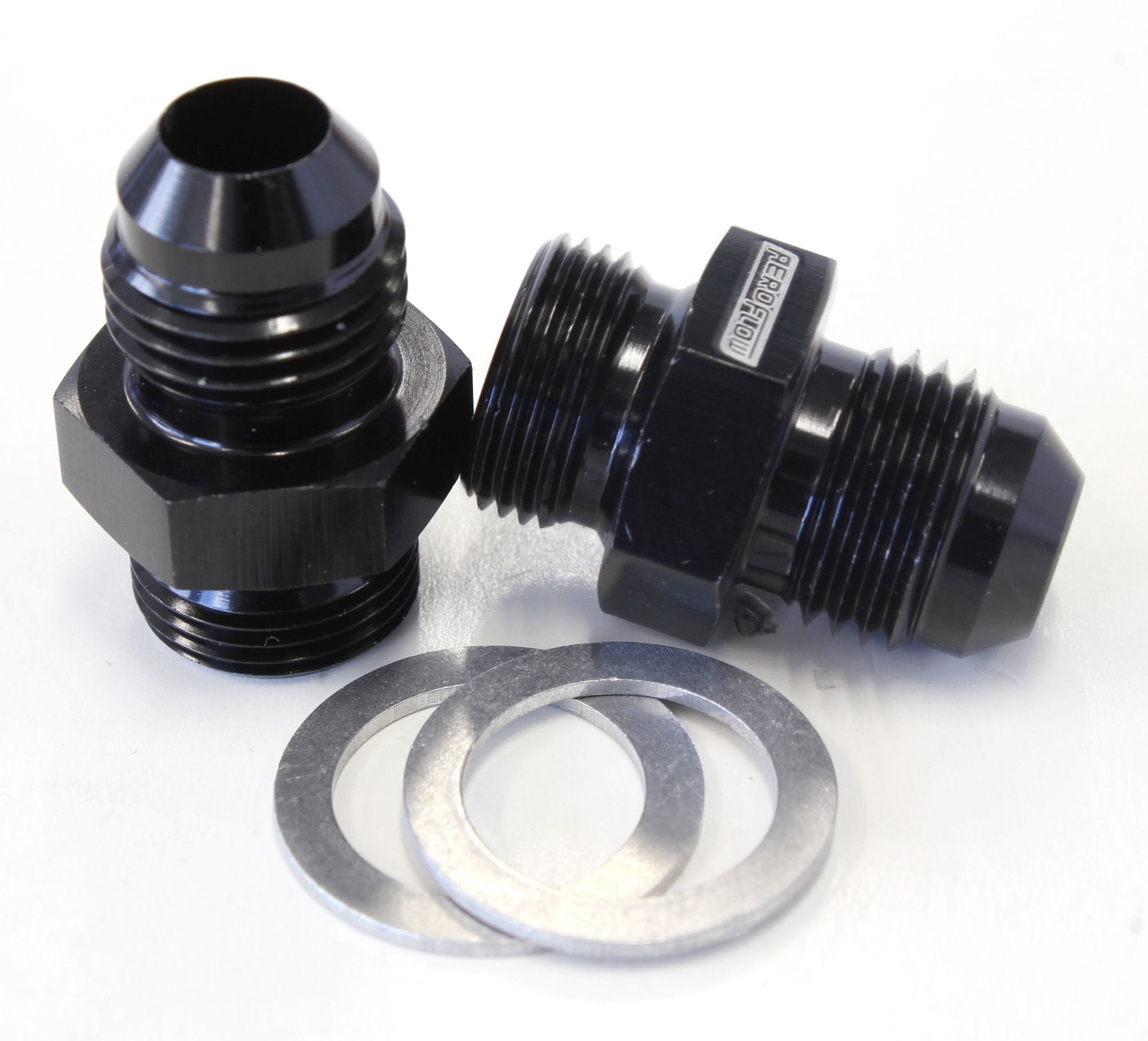 Aeroflow Performance Black Finish. Suit Demon / Holley Inlet Feed Aeroflow Carburettor Adapter - Male 9/16" x 24 to -6AN Short AF701-06BLK SR