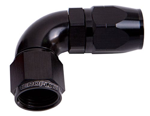 Aeroflow 550 Series Cutter One-Piece Full Flow Swivel 90° Hose End -10AN (AF553-10BLK)