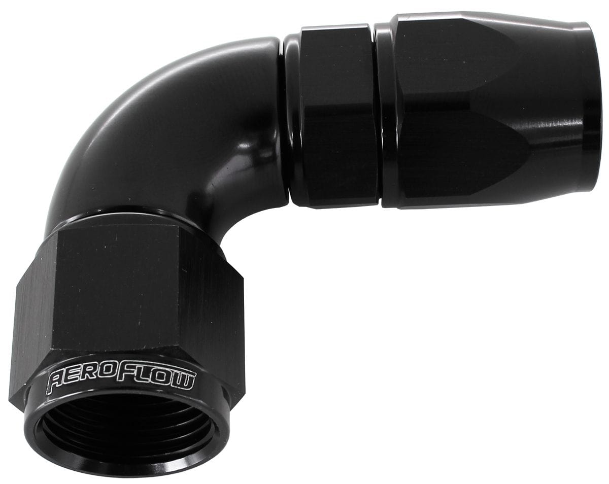 Aeroflow Performance Black Finish. Suits 200 & 250 Series Hose Aeroflow 570 Series PTFE 90° Hose End -10AN (25 Pack) AF573-10DBLK-25 SR