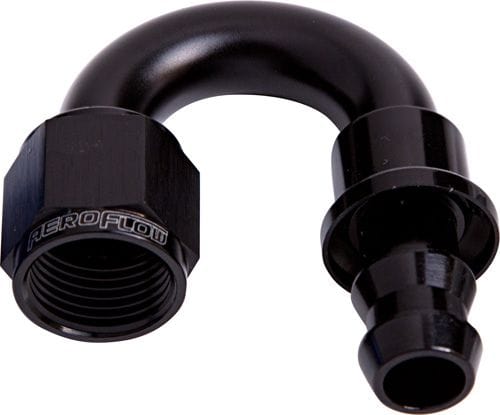 Aeroflow Performance Black Finish. Suits 400 & 500 Series Hose Aeroflow 400 Series Push Lock 180° Hose End -4AN AF406-04BLK SR