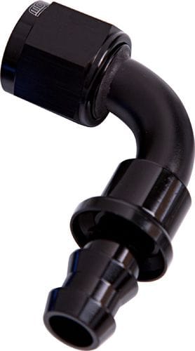 Aeroflow Performance Black Finish. Suits 400 & 500 Series Hose Aeroflow 400 Series Push Lock 90° Hose End -6AN AF403-06BLK SR