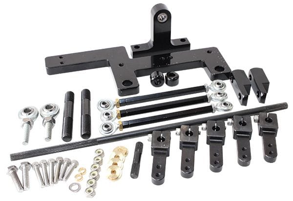 Aeroflow Performance Black Finish. Suits Sideways Mounted Carburettors Aeroflow 4150 Series Dual Carburettor Blower Linkage Kit AF42-1070BLK SR