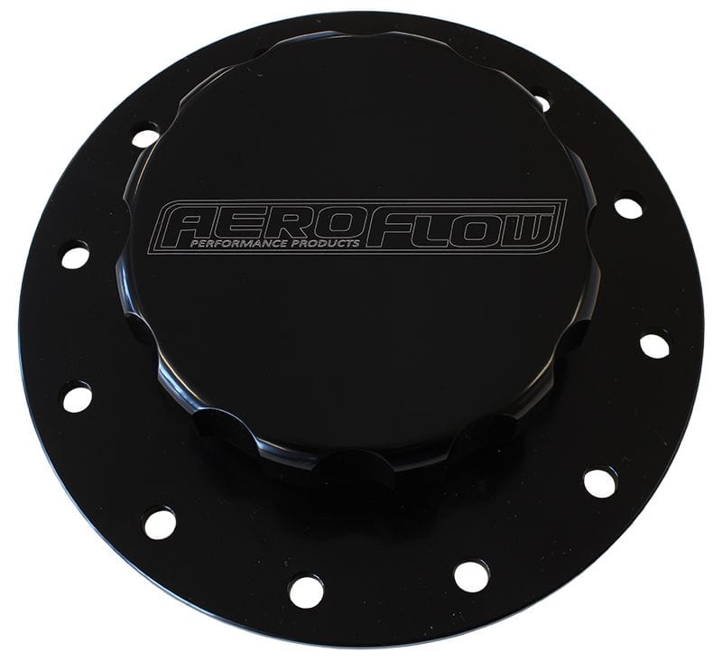 Aeroflow Performance Black Finish With Bolts & Gasket. Aeroflow Screw-On Billet Fuel Cell Cap Assembly AF85-2002BLK SR