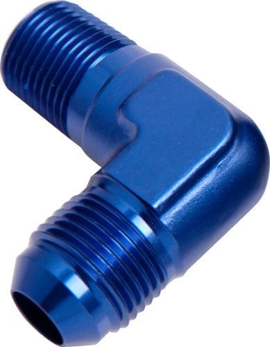 Aeroflow Performance Blue Aeroflow 90° NPT to Male Flare Adapter 3/8" to -6AN AF822-06-06 SR