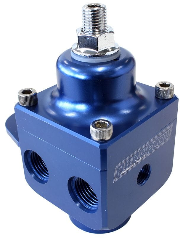 Aeroflow Performance Blue Finish. 4-12 psi. Rated to 1600 HP Aeroflow Billet 4-Port Carburettor Fuel Pressure Regulator -6 ORB AF66-2048 SR