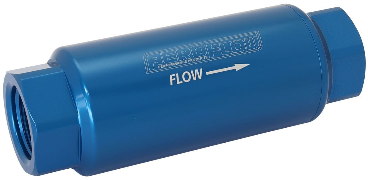Aeroflow Performance Blue Finish. 5-1/2" x 1.97" Aeroflow 100 Micron Pro Filter with -12 ORB Ports AF66-2044-100 SR