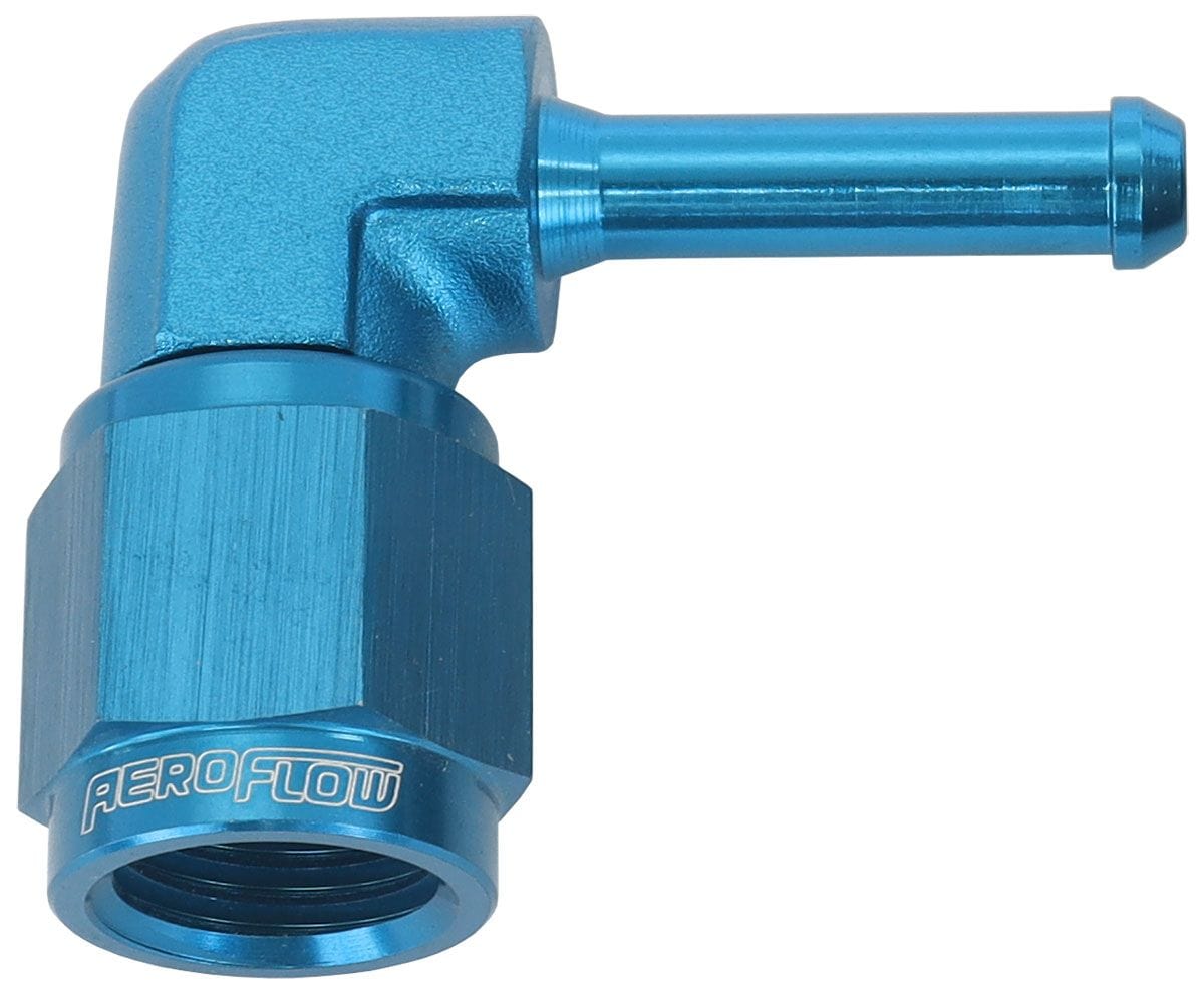 Aeroflow Performance Blue Finish Aeroflow 90° Hose Barb 3/16" to -4AN AF413-04 SR